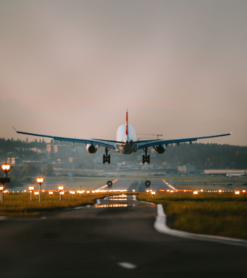 Airliner landing on an airport runway